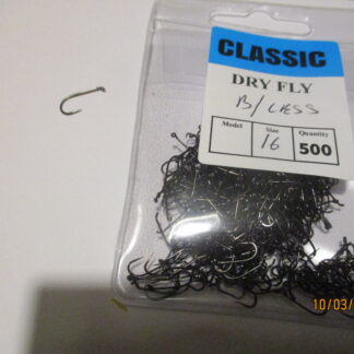 Classic barbless dry fly hooks size 16s x 500 bulk